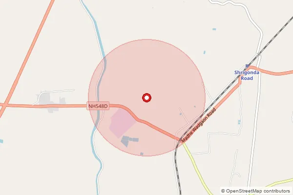 Map showing approximate area covered by Pincode 413726 — Vangdari B.O, Ahmednagar