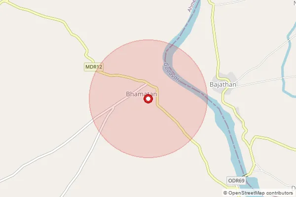 Map showing approximate area covered by Pincode 413739 — Bhamathan B.O, Ahmednagar