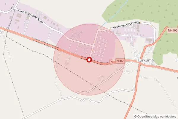 Map showing approximate area covered by Pincode 413802 — Midc Kurkumbh S.O, Pune