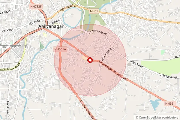 Map showing approximate area covered by Pincode 414002 — Mehekari B.O, Ahmednagar