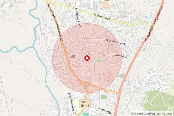 Map showing approximate area covered by Pincode 414003 — Savedi Road S.O, Ahmednagar
