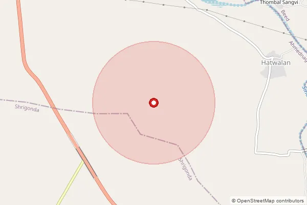 Map showing approximate area covered by Pincode 414101 — Pisorekhand B.O, Ahmednagar