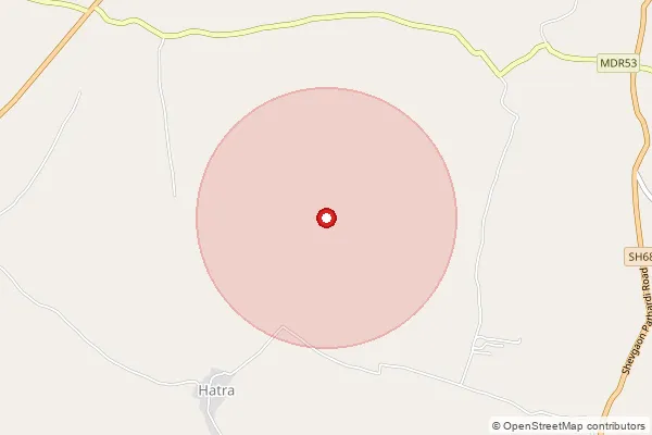 Map showing approximate area covered by Pincode 414106 — Devrai B.O, Ahmednagar