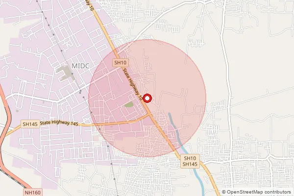 Map showing approximate area covered by Pincode 414110 — Mirc S.O, Ahmednagar