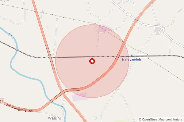 Map showing approximate area covered by Pincode 414201 — Chichondi Patil S.O, Ahmednagar