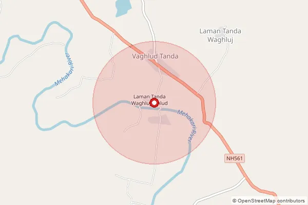 Map showing approximate area covered by Pincode 414202 — Dhanora B.O, Beed