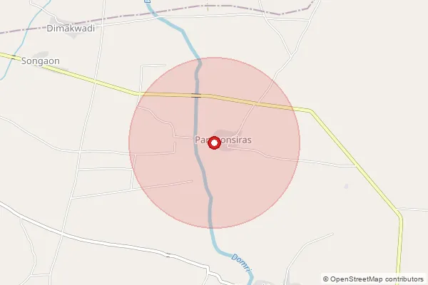 Map showing approximate area covered by Pincode 414205 — Belura B.O, Beed