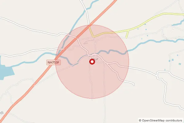 Map showing approximate area covered by Pincode 414601 — Shendi B.O, Ahmednagar