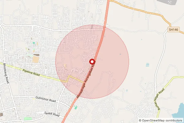 Map showing approximate area covered by Pincode 414602 — Kharwandi B.O, Ahmednagar