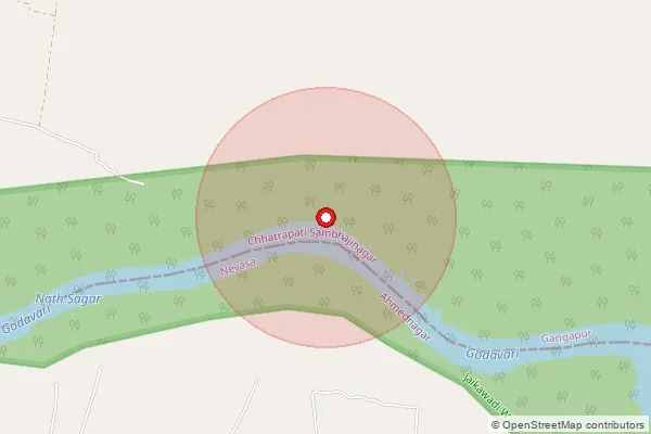 Map showing approximate area covered by Pincode 414603 — Nevasa Bk B.O, Ahmednagar