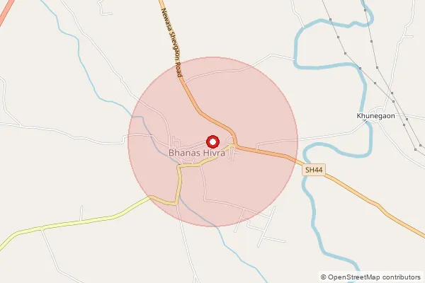 Map showing approximate area covered by Pincode 414609 — Bhanashivara S.O, Ahmednagar