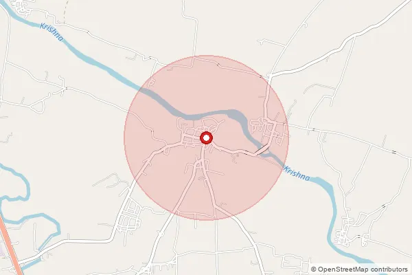 Map showing approximate area covered by Pincode 415015 — Nagewadi B.O, Satara