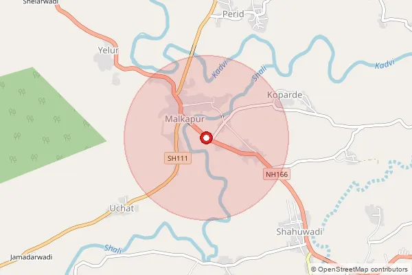 Map showing approximate area covered by Pincode 415101 — Ainwadi, Kolhapur