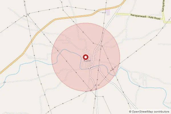 Map showing approximate area covered by Pincode 415104 — Dhondewadi B.O, Satara