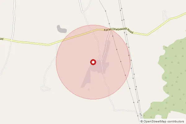 Map showing approximate area covered by Pincode 415122 — Yeravale B.O, Satara