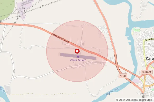 Map showing approximate area covered by Pincode 415124 — Parle B.O, Satara