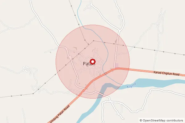 Map showing approximate area covered by Pincode 415207 — Helwak B.O, Satara