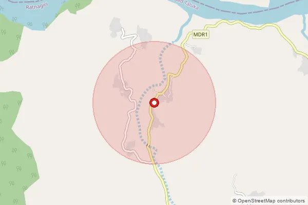 Map showing approximate area covered by Pincode 415214 — Peve B.O, Ratnagiri