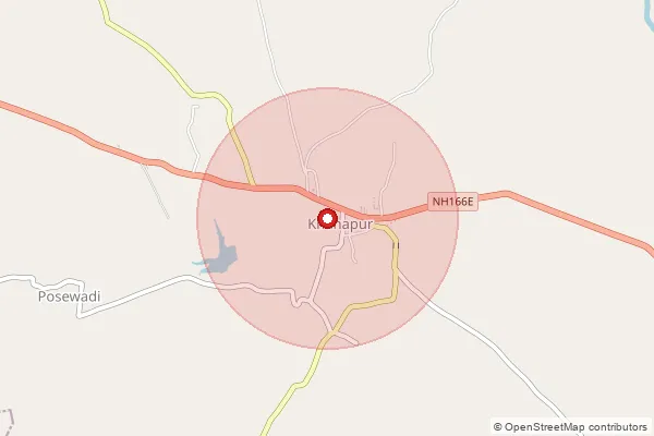 Map showing approximate area covered by Pincode 415307 — Sultangade B.O, Sangli