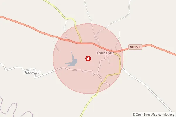 Map showing approximate area covered by Pincode 415309 — Bhood B.O, Sangli