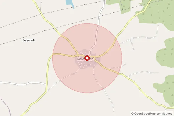 Map showing approximate area covered by Pincode 415312 — Kaledhon S.O, Satara