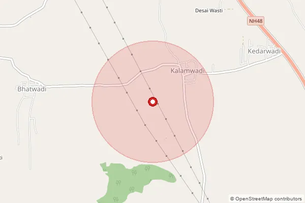 Map showing approximate area covered by Pincode 415406 — Kalamwadi B.O, Sangli