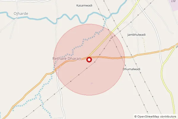 Map showing approximate area covered by Pincode 415407 — Red B.O, Sangli