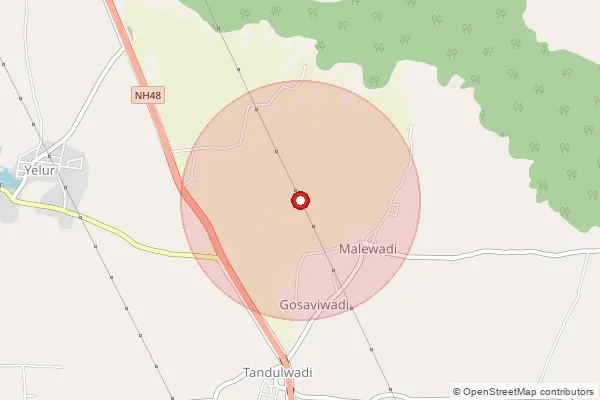 Map showing approximate area covered by Pincode 415411 — Tandulwadi B.O, Sangli