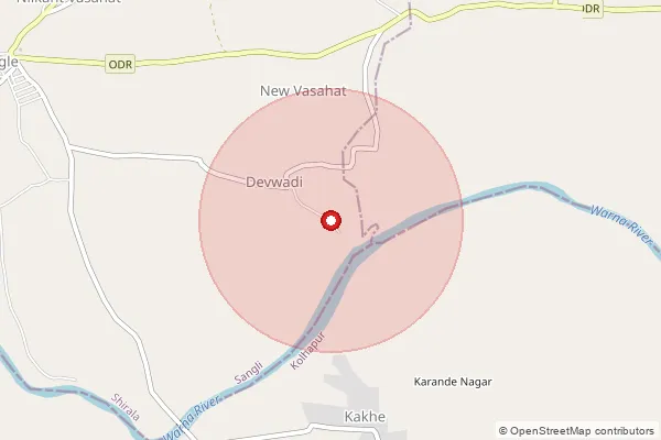 Map showing approximate area covered by Pincode 415412 — Chikurde S.O, Sangli
