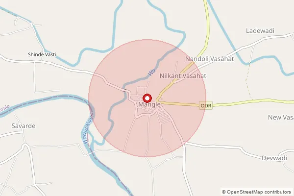 Map showing approximate area covered by Pincode 415418 — Mangale S.O., Sangli