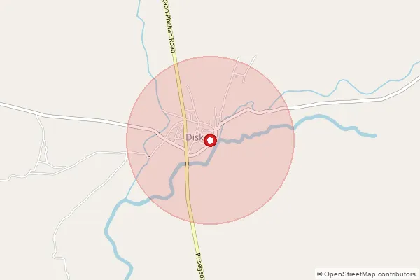 Map showing approximate area covered by Pincode 415504 — Diskal Mol S.O, Satara