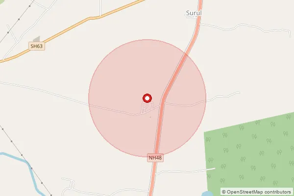 Map showing approximate area covered by Pincode 415516 — Kavathe S.O, Satara