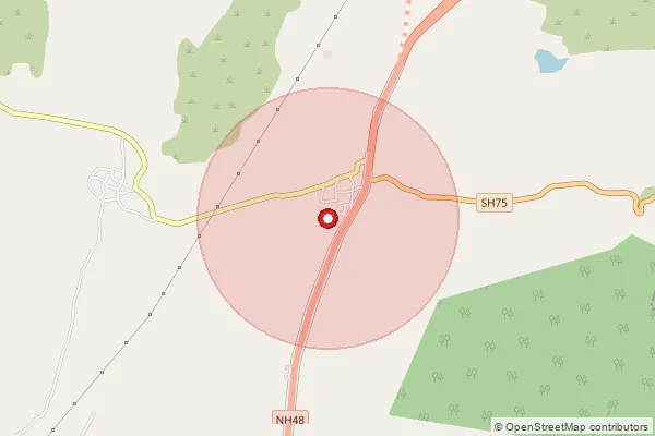 Map showing approximate area covered by Pincode 415517 — Vele B.O, Satara