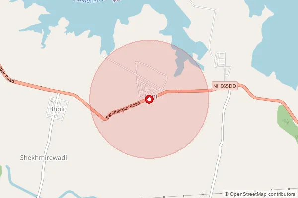 Map showing approximate area covered by Pincode 415526 — Bholi B.O, Satara