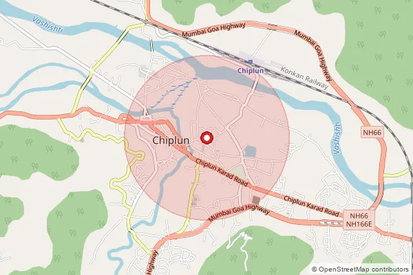 Map showing approximate area covered by Pincode 415606 — Mandki B.O, Ratnagiri