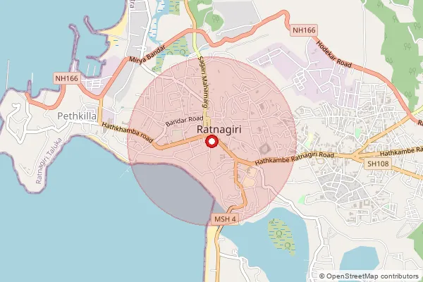 Map showing approximate area covered by Pincode 415610 — Karbhatale B.O, Ratnagiri