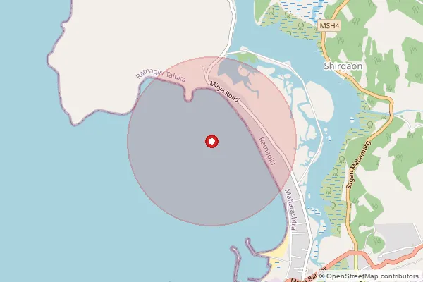 Map showing approximate area covered by Pincode 415612 — Ratnagiri H.O, Ratnagiri