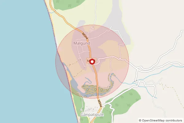 Map showing approximate area covered by Pincode 415615 — Ganpatipule B.O, Ratnagiri