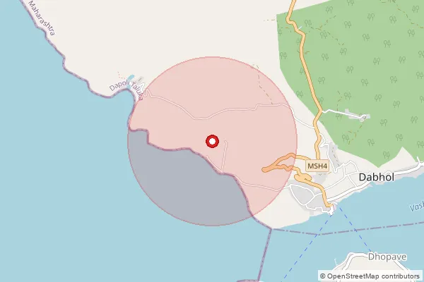 Map showing approximate area covered by Pincode 415706 — Dabhol S.O, Ratnagiri