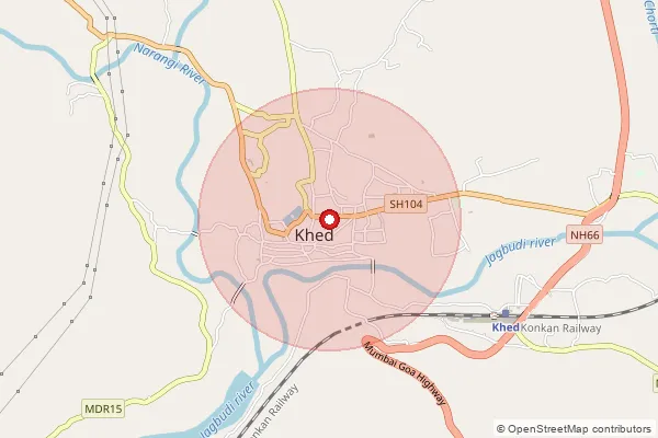 Map showing approximate area covered by Pincode 415709 — Alsure B.O, Ratnagiri