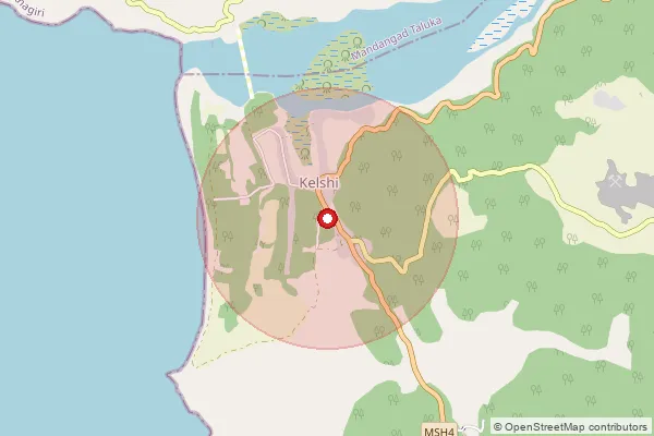 Map showing approximate area covered by Pincode 415717 — Kelshi S.O, Ratnagiri