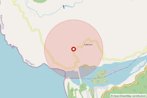 Map showing approximate area covered by Pincode 415729 — Sakhari Agar B.O, Ratnagiri