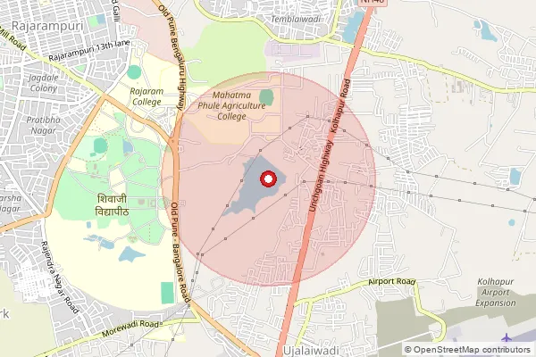 Map showing approximate area covered by Pincode 416004 — Shivaji University S.O, Kolhapur