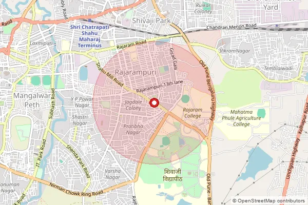 Map showing approximate area covered by Pincode 416008 — Pratibhanagar S.O, Kolhapur