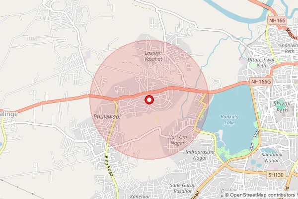 Map showing approximate area covered by Pincode 416010 — Phulewadi S.O, Kolhapur