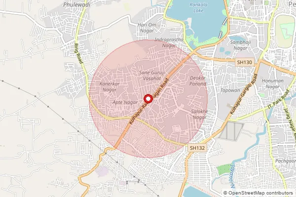 Map showing approximate area covered by Pincode 416011 — Sane Guruji Vasahat S.O, Kolhapur