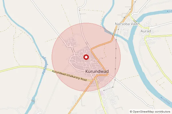 Map showing approximate area covered by Pincode 416106 — Kurundwad S.O, Kolhapur