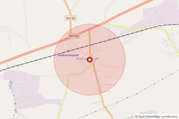 Map showing approximate area covered by Pincode 416109 — Hatkalangada S.O, Kolhapur