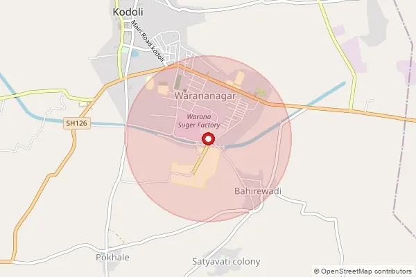 Map showing approximate area covered by Pincode 416113 — Tatyasaheb Kore Nagar So, Kolhapur