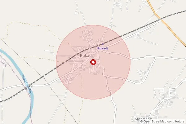 Map showing approximate area covered by Pincode 416118 — Rukadi S.O, Kolhapur